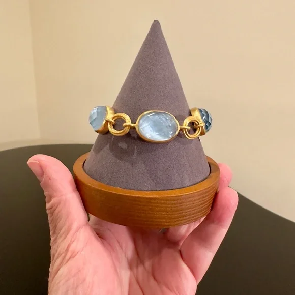 Julie Vos NWT authentic luxury minimalist Iridescent Chalcedony Blue Bracelet - Picture 8 of 17